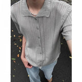 Riolio Korean style summer high street men and women hip-hop hollow knit collar short sleeved couple loose retro casual T-shirt top y2k