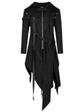 Riolio Vintage Halloween Medieval Steampunk Assassin Elves Pirate Costume Adult Men Black Long Split Jacket Gothic Armor Leather Coats