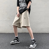 Riolio  High Street Ripped Men Summer Retro Sports Cropped Pants