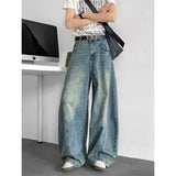 Riolio Men Baggy Jeans Wide Leg Unisex Streetwear Hip Hop Dance Pants Loose Fit Trousers Oversized Urban Jogger Street Dance Clothing