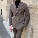 Riolio  New Vintage Men's Suit 2 Pieces Business Formal Casual Double Breasted Slim Fit Suits Party Wedding Dress Costume Male Suit