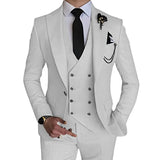 Riolio Fashion New Men Leisure Boutique Business Solid Color Wedding Suit Coat Pants Vest 3 Pcs Set Dress Blazers Jacket Trousers