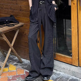 Riolio  Mens Trousers With Straps Drapes Casual Pants Streetwear Fashion Dark Personality Versatile Straight Pants Men'S Clothing