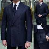 Riolio  Business Men's Suit 2 Pieces Blazer Pants Bow Collar Double Breasted Buckle Formal Work Wear Wedding Prom