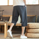 Riolio   Summer Men's Chinese Style Linen Casual Pants Cotton and Linen Crop Pants Loose Seven-minute