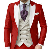 Riolio  Fashionable Contrast Color Men's Suits 3 Pieces Jacket Vest Pants Dancing Sets Handsome Peak  Lapel Suit Set For Men Party Wear