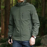 Riolio Men Military Hooded Water Proof Wind Breaker Casual Coat Male Autumn Men's Windbreaker Jackets Waterproof Windshield Jacket