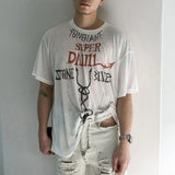 Riolio  Mens T-Shirt Thin Breathable Graffiti Print Casual T-Shirt Streetwear Fashion Daily Simple Short-Sleeved Top Men'S Clothing