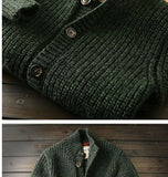 Riolio American High-end Knit Cardigan Men's Stand Collar Sweater Cardigan Korean 2025 New Spring Autumn New Sweater Button Jacket Chic
