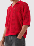 Riolio  Summer Daily Casual Men's Mesh Polo Shirt Vintage Turn-down Collar Hollow Out Tops Men Knitted Short Sleeve Pullover Polos