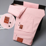Riolio  Men White Jeans Fashion Business Casual Classic Style Slim Fit Soft Pure Cotton Trousers Male Brand Advanced  Stretch Pants