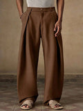 Riolio  Mens Casual Loose Pleated Wide Leg Chino Pants For Summer Autumn Daily Wear