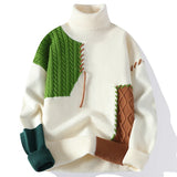 Riolio Men's Korean Style Pullovers New Sweaters Brand Loose Trendy Youth Personalized Fashion Splicing High Collar Lapel Clothes