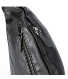 Riolio Fashion Genuine Leather Men's Chest Pack Shoulder Bag Messenger Sling Bag Small Leisure Bag Crossbody Black