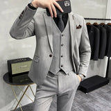 Riolio  S-7XL Blazer Vest Pants High-end Brand Plaid Retro Business Suit Groom Wedding Party Slim Suit Fashion British Style Performance