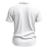 Riolio Summer New Solid Color Linen Men's Shirt Turn-down Collar Short Sleeve Men's Loose Casual Pocket Outdoor Vacation Shirt
