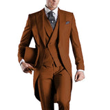 Riolio  Men's Monochromatic Tuxedo Set Business Smoking Wedding Dress Blazer 3-Piece Jacket Vest Pant Suit for Formal Occasions