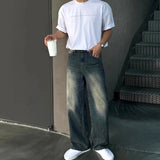 Riolio Autumn New Chic Men Straight Jeans Light Luxury Stylish Vintage Denim Pants Korean Style Urban Fashion Leisure Washing Trousers