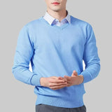 Riolio  Men's Cashmere Warm Pullovers Sweater V Neck Knit Autumn Winter Fit Tops Male Wool Knitwear Jumpers Bottoming shirt Plus Size