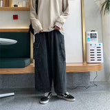 Riolio  Baggy Jeans Men's Oversize Streetwear Fashion Wide Leg Cargo Pants Hip Hop Harajuku Multi-Pocket Denim Trousers Black Blue
