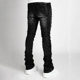 Riolio Stretchy Pearls Skinny Jeans For Men New Fashion Fashion Rhinestone European Street Personality Stacked Denim Pants