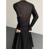 Riolio  Black Long Sleeved T-shirt Men Slim Fit Fashion Black Casual T Shirt Men Streetwear Korean Loose Cardigan T-shirt Mens Top