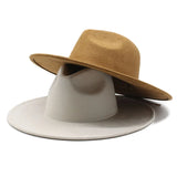 Riolio  European US New 9.5cm Big Brim Suede Top Hat for Women Men Fashion Peach Heart Top Jazz Fedora Hats for Party Wedding Felt Cap