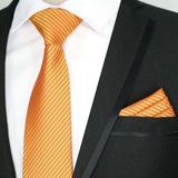 Riolio  Newest Tie Set 8CM Mens Necktie Handkerchief Neck Ties Sets For Man Yellow Color Plaids Stripes Jacquard Cravat Business Party