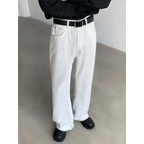 Riolio American Wide-leg Straight Jeans Men Loose Casual Denim Trousers Neutral White Jeans Streetwear Pure Color Men Women Jeans Pants