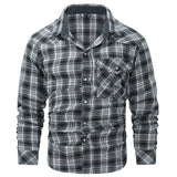 Riolio  Spring Autumn Men's Plaid Shirts Men Retro Pearl button Long Sleeve Cotton Shirt Mens Windbreaker Flannel Shirt Clothing