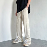 Riolio 4 Colors Drawstring Corduroy Pants Men Fashion Cotton Casual Pants Men Streetwear Hip Hop Loose Straight Pants Mens Trousers