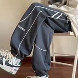 Riolio  Thickened Fleece Design with Gathered Hem Men's Fall/Winter Oversized Youth Casual Sports Leggings Trendy