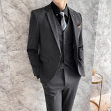 Riolio  ( Blazer + Vest + Pants ) High-end Formal Casual Business Striped Fashion Men's 3 Piece Suit Groom Wedding Dress Suit