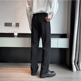 Riolio Spring Summer Men Suit Pants Wide Leg Long Drape Trousers Fashion Streetwear Clothing Solid Stretch Waist Oversize Pants Black