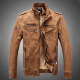 Riolio Jacket Streetwear Man Outerwear Leather Suit Vintage Plus Velvet PU Leather Jacket Casual Blazer Jackets Men's Slim Fit Coats