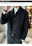Riolio Korean Style Fashionable High-end Jacket Men's Spring Autumn 2025 New Corduroy Top Trendy Handsome Loose Short Lapel Thin Jacket