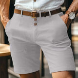 Riolio  Stylish Simplicity Summer Cotton Linen Shorts Men Fashion Triple Button Short Pants Male Streetwear Casual Beach Shorts