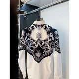 Riolio  Palace Style Business Contrast Color Splicing Slim Long-sleeved Shirt Men Autumn and Winter New Casual Shirt