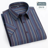 Riolio  plus size 14xl 100%cotton oxford hight qulity summer short sleeve shirts for men slim fit formal shirt soft plaid office clothes