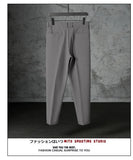 Riolio New Fashion Male Suit Pants Light Luxury Draped Cropped Button-down Business Casual Pants Premium Slim-fit Elegant Dress Trouser