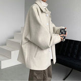 Riolio Streetwear Woolen Coat Men's Autumn Winter Minority Lapel Jacket American Retro Loose Casual Asymmetrical Jacket