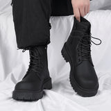 Riolio  Luxury Brand Boots Chelsea Men's Boots Leather Men Designer Boots Fashion Casual Business Black Boots Thick Soled Mid Top Boots