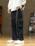 Riolio Autumn New Cargo Pants Men Multi-Pockets Cotton Casual Wide Pants Male Workwear Loose Straight Trousers Big Size 7XL 8XL