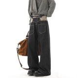 Riolio Hip Hop Patchwork Straight Jeans Black High Street Pocket Pants Japanese Harajuku Fashion Casual Loose Mopping Wide-leg Jeans