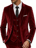 Riolio  Velvet Elegant Man Suit Set 3 Pieces Host Costumes Warm Long Sleeve Tuxedo For Party Plus Size Handsome Suits Wedding Clothes