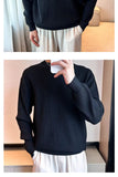 Riolio  New Korean Retro Men Basic Sweater Luxury Knitted Solid Color O Neck Long Sleeve Pullover Casual Slim Premium Quality Knitwear