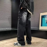 Riolio Stars Patchwork Men Jeans New Fashion Y2K Tassel Pants Korea Clothes Straight Hip Hop Splicing Trousers Male Streetwear