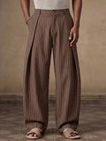 Riolio  Mens Casual Loose Pleated Wide Leg Chino Pants For Summer Autumn Daily Wear