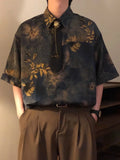 Riolio Summer American Trendy Casual Tops New Chinese Style Vintage Hong Kong Style Printed Short-sleeved Shirt Men's Loose Tops Chic