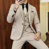Riolio  S-7XL Jacket Vest Pants Luxury Elasticity Boutique Fashion Men's Solid Color Casual Business Suit 3-piece Sets Groom Wedding